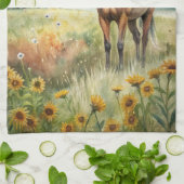 フィールド内の馬 キッチンタオル (折り畳み)