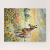 フィールド内の馬 ジグソーパズル (横)