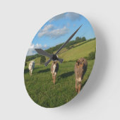 フィールド写真のロバ3 ラウンド壁時計 (傾斜)