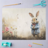 フィールド右側のデコップランドスケープウサギ 薄葉紙 (クラフト)