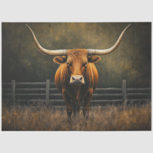 フィールド威厳のあるでDecompage Brown Longhornのステア 薄葉紙
