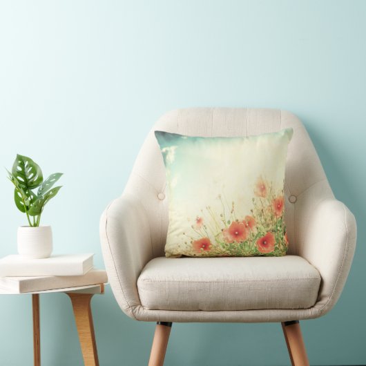 フィールド投げソファ枕のピンクの野生の花 クッション (椅子)