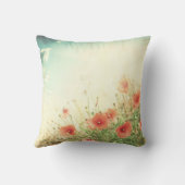 フィールド投げソファ枕のピンクの野生の花 クッション (裏面)