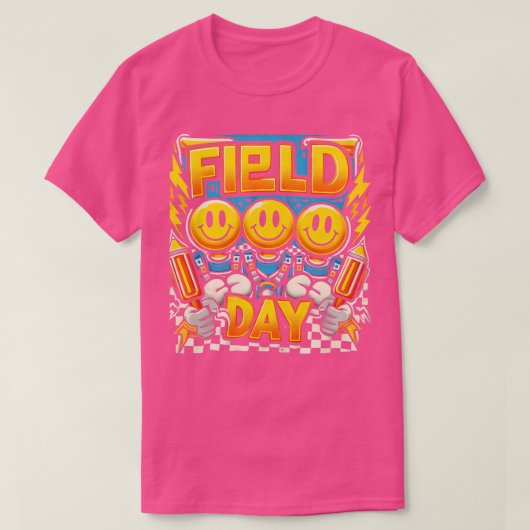 フィールド日フィールド日市松模様に2024ゲーム日の終了日 Tシャツ (デザイン正面)