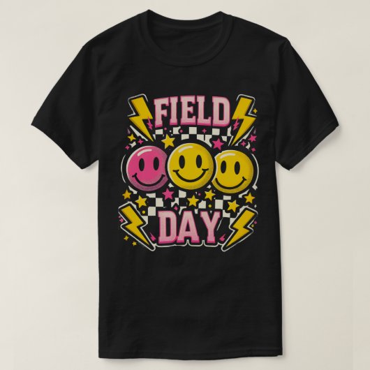 フィールド日フィールド日市松模様に2024ゲーム日の終了日 Tシャツ (デザイン正面)