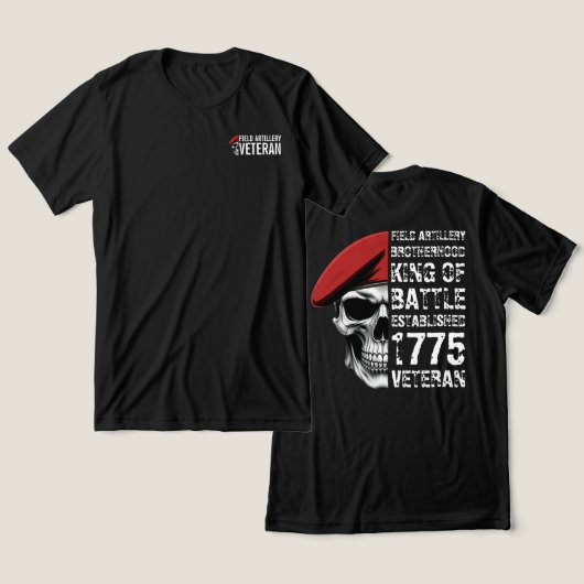 フィールド砲兵の兄弟愛ベテラン・スカル トライブレンドTシャツ (デザイン正面&裏面)