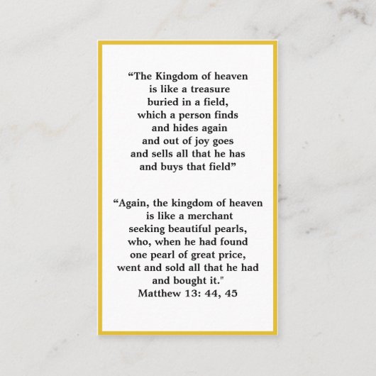 フィールド祈りの言葉カードの宝物 名刺 (裏面)