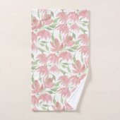 フィールド花レースのテクスチャ付きピンク白 バスタオルセット (ハンドタオル)