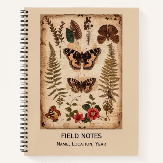 フィールド・ノート自然仕訳バタフライ・ヴィンテージ ノートブック (正面)