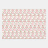 フィールド フラワーズ レース テクスチャード ピンク ホワイト ラッピングペーパーシート (正面3)