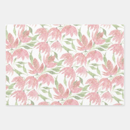 フィールド フラワーズ レース テクスチャード ピンク ホワイト ラッピングペーパーシート