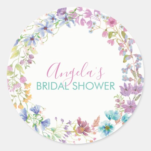 フィールド フローラル ブライダル シャワー ラウンドシール (正面)