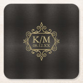 フィ素晴らしリ結婚金ゴールドID871 スクエアペーパーコースター (正面)