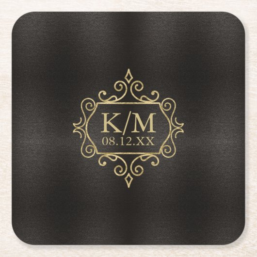 フィ素晴らしリ結婚金ゴールドID871 スクエアペーパーコースター (正面)