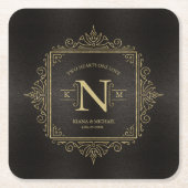 フィ素晴らしリ金ゴールド結婚のモノグラムID871 スクエアペーパーコースター (正面)