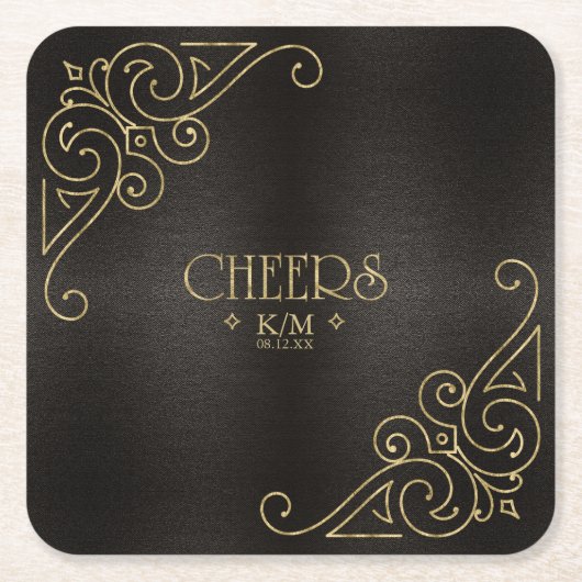 フィ素晴らしリ金ゴールド結婚の応援ID871 スクエアペーパーコースター (正面)