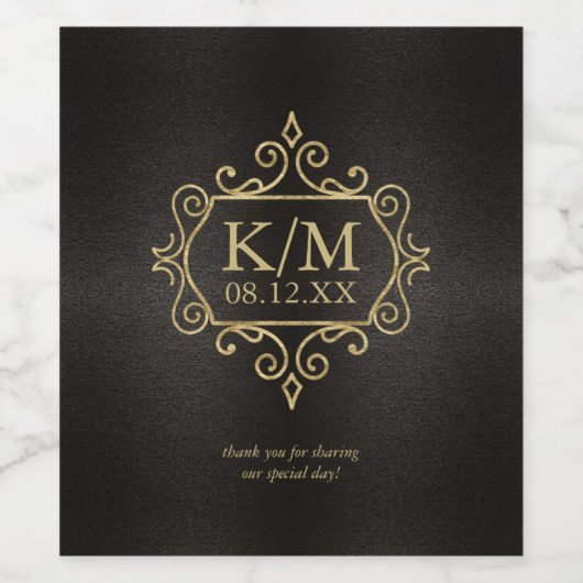 フィ素晴らしリ金ゴールド結婚ズありがとうID871 ワインラベル (シングルラベル)