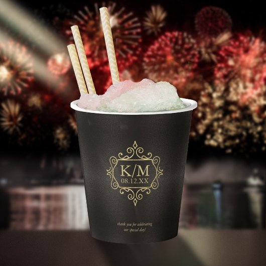 フィ素晴らしリ金ゴールド結婚ズありがとうID871 紙コップ