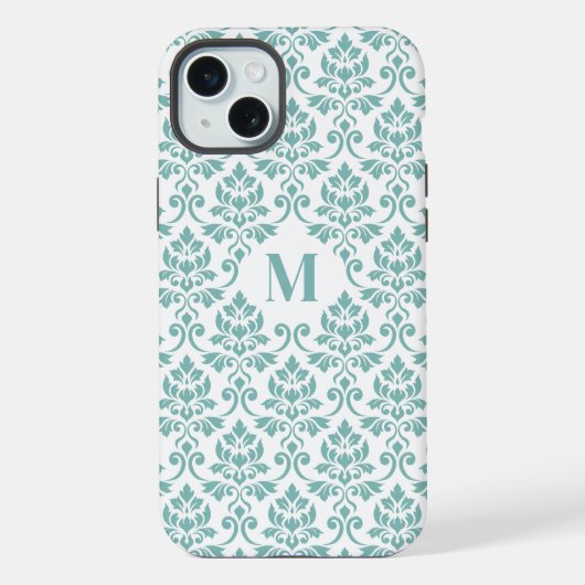 フイユ ダマスク ティール柄(カスタム) iPhoneケース (裏面)