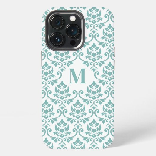 フイユ ダマスク ティール柄(カスタム) iPhoneケース (裏面)
