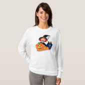 フウおもしろいルとカボチャの付いた魔女 Tシャツ (正面フル)