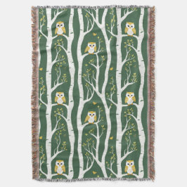フウお洒落ルと樺の木の木柄 スローブランケット