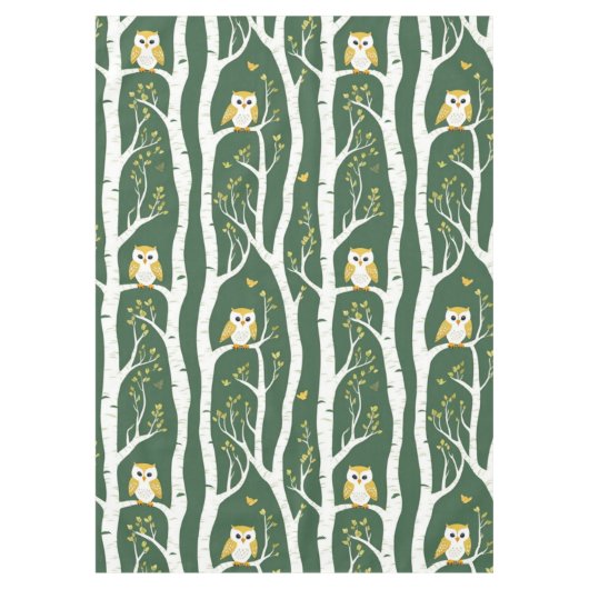 フウお洒落ルと樺の木の木柄 テーブルクロス (正面)