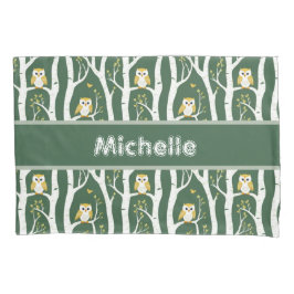 フウお洒落ルと樺の木の木柄 枕カバー