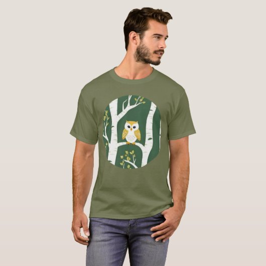 フウお洒落ルと樺の木の木柄 Tシャツ (正面フル)