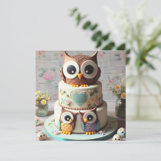 フウお洒落ルをテーマにしたお誕生日ケーキ 招待状 (スタンド正面)