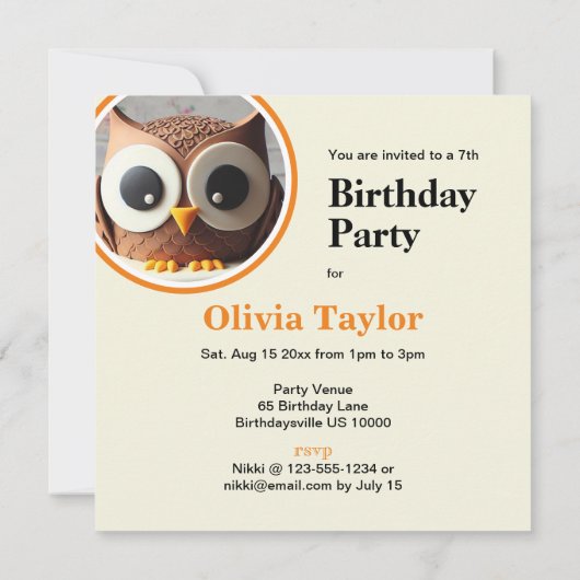 フウお洒落ルをテーマにしたお誕生日ケーキ 招待状 (裏面)