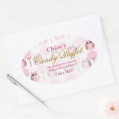 フウお洒落ル誕生日キャンディビュッフェステッカー 楕円形シール (封筒)