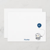 フウカスタムル有難うグレーとネイビーブルー サンキューカード (正面/裏面)