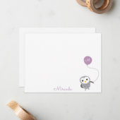 フウカスタムル有難うグレーとライトパープル ノートカード (正面/裏面インサイチュ)