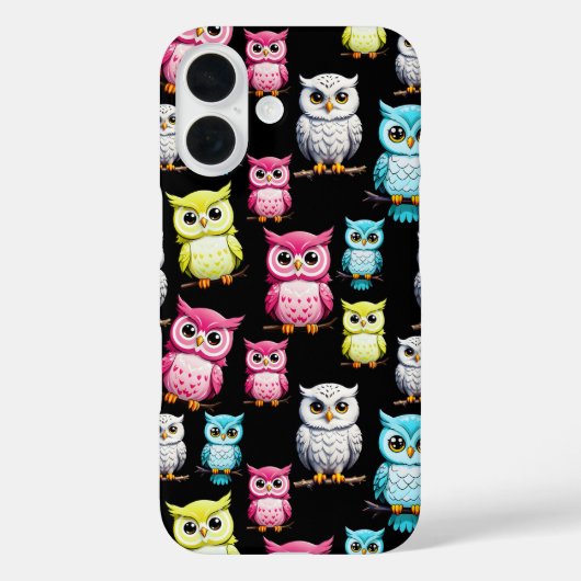 フウカラフルル鳥黒の背景パターン Case-Mate iPhoneケース (裏面)