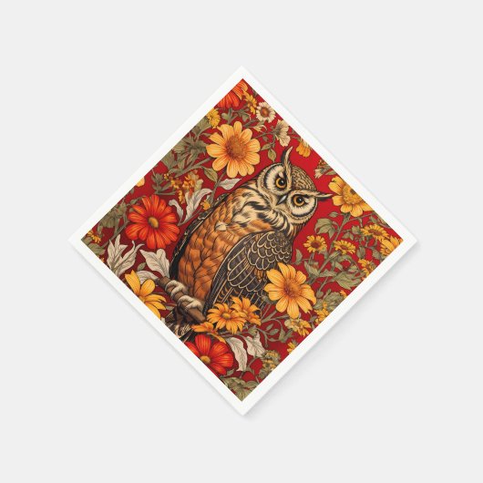 フウストライプのルと《植物》百日草の花 スタンダードカクテルナプキン (角)