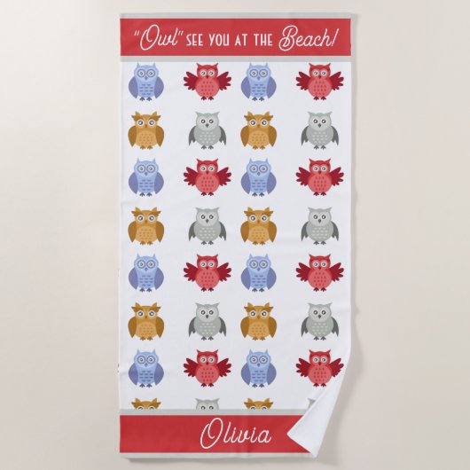 フウパーソナライズされたルのビーチ名 ビーチタオル (正面)