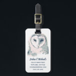 フウファンキールポートレート ラゲッジタグ<br><div class="desc">フクロウの柔らかい柄を特徴とする水彩画プリント | June Erica Vess</div>