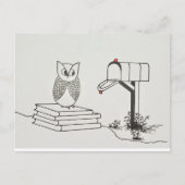 フウ頭が切れるルが積み重なった本で郵便を待つ ポストカード (正面)