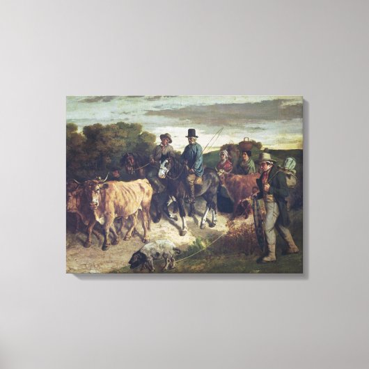 フェアから戻る旗手の農夫 キャンバスプリント (正面)