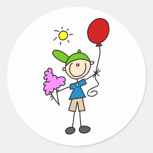 フェアのシールで綿菓子と風船 ラウンドシール (正面)