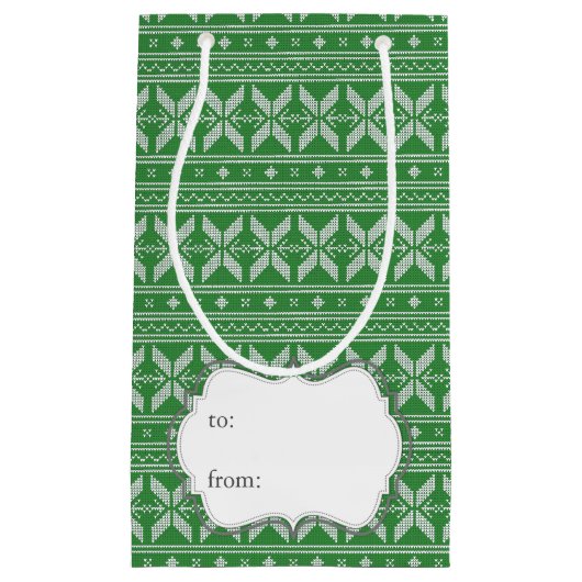 フェアアイルのクリスマスニットパターン スモールペーパーバッグ (正面)