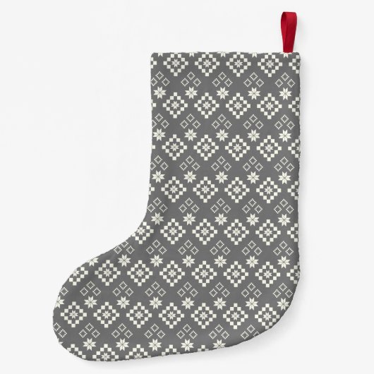 フェアアイルグレーとホワイトスターのセーターパターン スモールクリスマスストッキング (裏面)