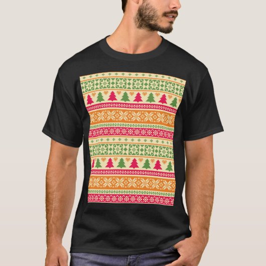 フェアアイルスタイルクリスマスシームレス Tシャツ (正面)