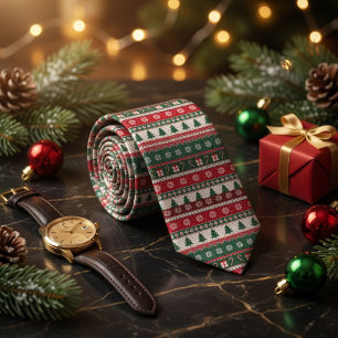 フェアアイル柄のユー�ガリー・クリスマスセーター ネクタイ
