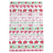 フェアアインスパイアルピンクとグリーンバレンタインデー ミディアムペーパーバッグ (裏面)