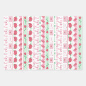 フェアアインスパイアルピンクとグリーンバレンタインデー ラッピングペーパーシート (正面)