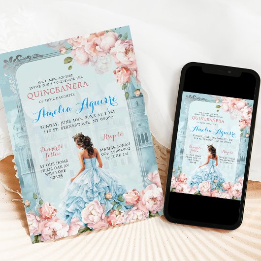 フェアイ王室のターラージキャッスルピンクブルーキンセアニラ 招待状