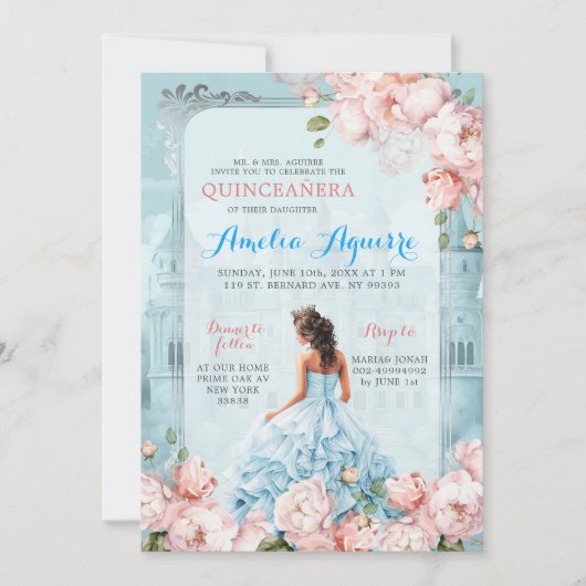 フェアイ王室のターラージキャッスルピンクブルーキンセアニラ 招待状 (正面)