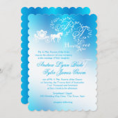 フェアイ結婚ターズキャリッジピーコックブルー 招待状 (正面/裏面)